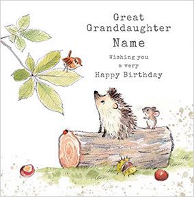 Great Granddaughter Personalised Hedgehog Birthday Card