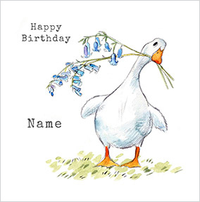 Duck and Bluebells Personalised Birthday Card