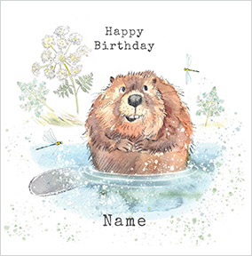 Beaver personalised Happy  Birthday Card