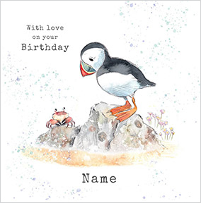 Puffin personalised Birthday Card