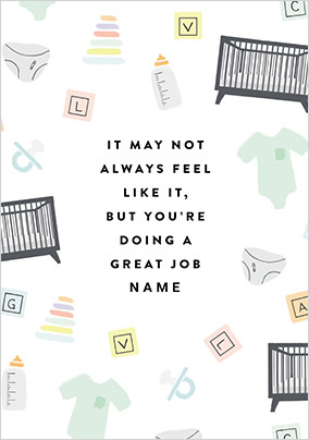 Doing a Great New Job Personalised New Baby Card