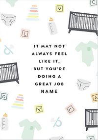 Doing a Great New Job Personalised New Baby Card