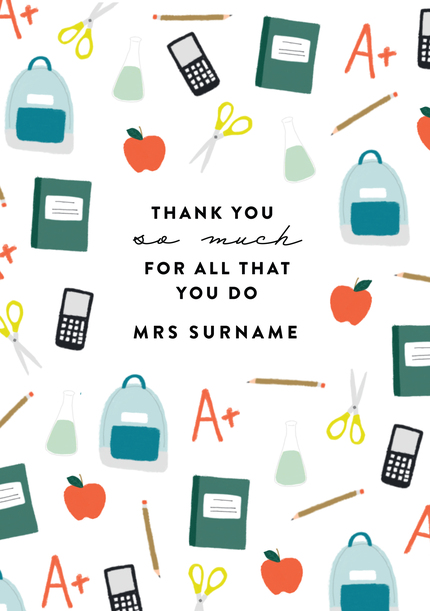 Thank You For All You Do Personalised Teacher Card