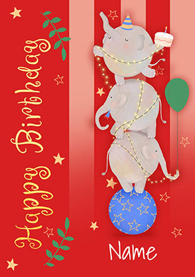 Elephants Personalised Birthday Card