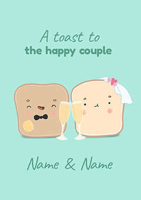 Happy Couple Toast Personalised  Wedding Card