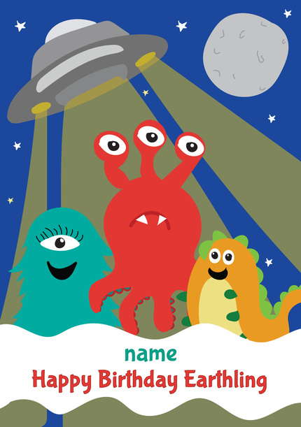 Happy Birthday Earthling Kids Card