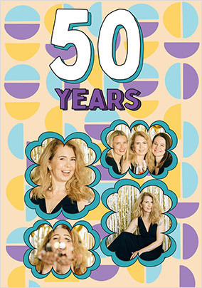 Retro 50th Birthday 4 Photo Card