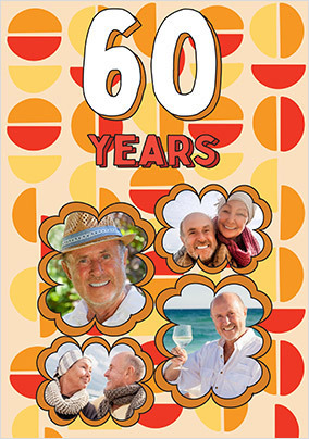 Retro 60th Birthday 4 Photo Card