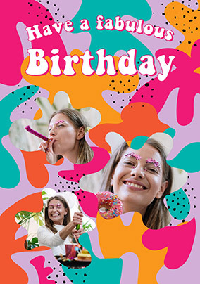 Fabulous Flowers Photo Birthday Card