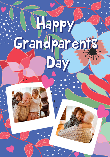 Happy Grandparents' Day 2 Photo Floral Card