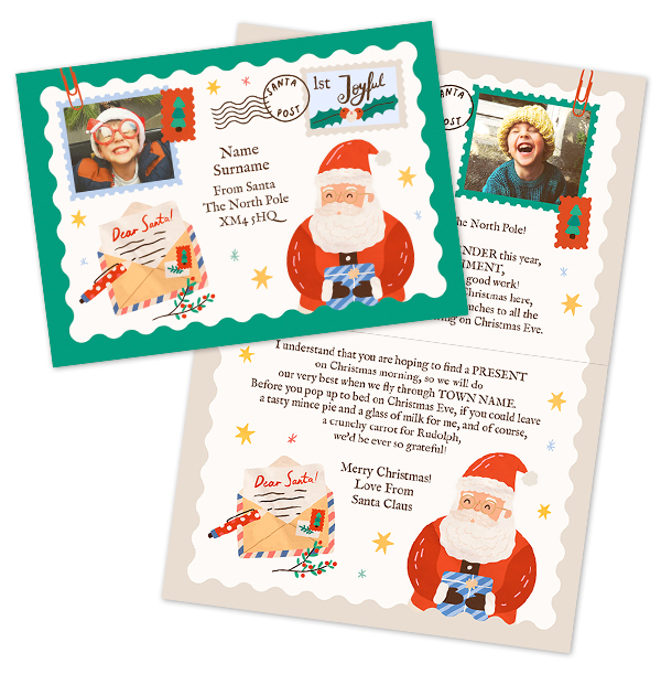 Green Letter From Santa Christmas Card