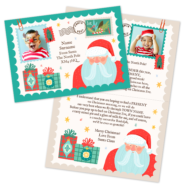 Teal Letter From Santa Christmas Card