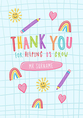 Happy Icons Thank You Teacher Card