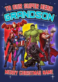 Avengers Group Grandson Personalised Christmas Card