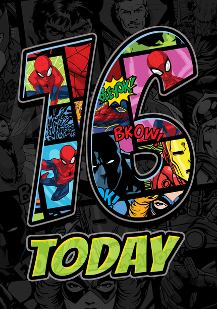 Marvel 16 Today Birthday Card