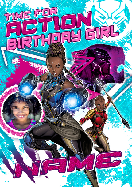 Black Panther - Action Birthday Girl Photo Card