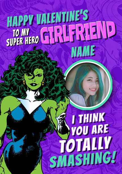 Marvel She Hulk Smashing Valentines Card