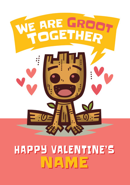 Gaurdians of the Galaxy Groot Together Valentines Card