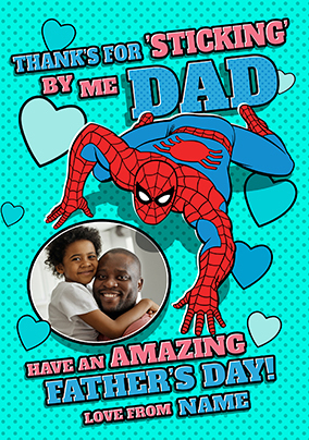 Spider Man Thanks For Sticking By Me Dad Father's Day Card