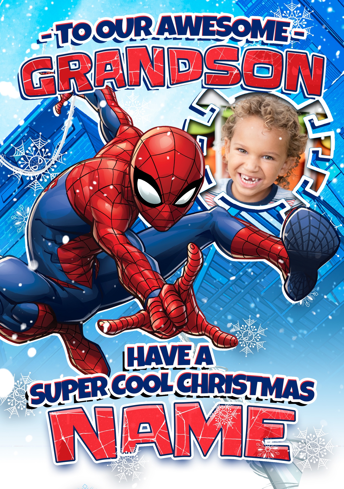 Marvels Spider-man Personalised Grandson Christmas Card