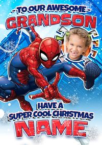 Tap to view Marvels Spider-man Personalised Grandson Christmas Card