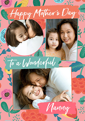 Wonderful Nanny Floral Photo Mother's Day Card