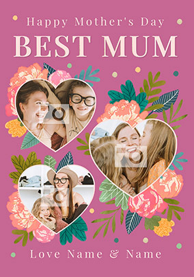 Best Mum Floral Photo Mother's Day Card