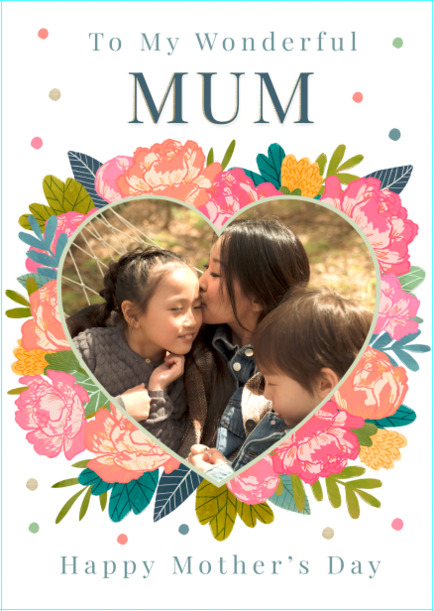 Floral Wonderful Mum Photo Mother's Day Card