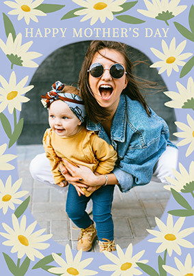 Baby Blue Floral Frame Mothers Day Card