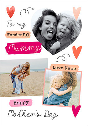 Wonderful Mummy 3 Photo Mother's Day Card