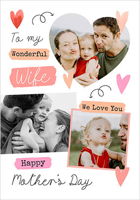 Wonderful Wife 3 Photo Mother's Day Card