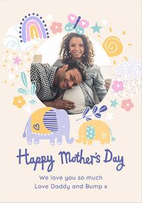 Cute Elephant Daddy and Bump Mothers Day Card