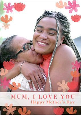 Mum I Love You Floral Photo Card