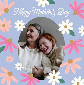 Happy Mother's Day Bold Floral Border Square Photo Card
