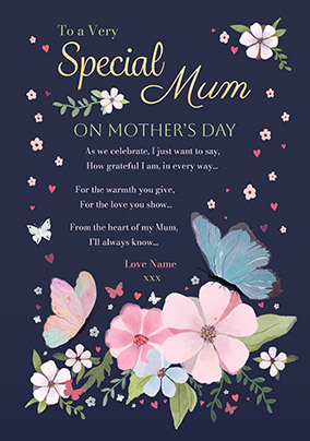 Special Mum Floral Butterfly Mother's Day Verse Card