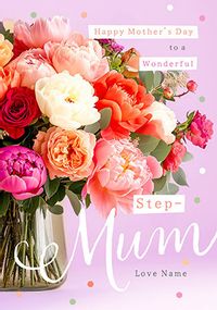 Tap to view Step-Mum Photographic Floral Mother's Day Card