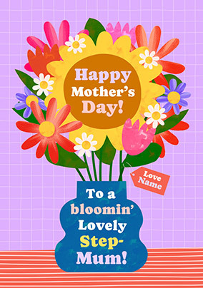 Graphic Floral Mother's Day Card For Step Mum