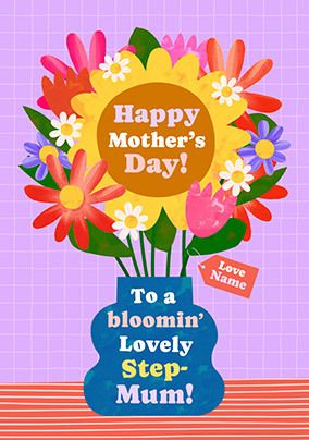 Photo of Graphic Floral Mother's Day Card For Step Mum