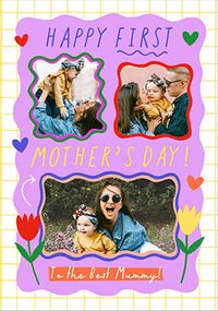 Tap to view Graphic Floral 1st Mother's Day 3 Photo Card