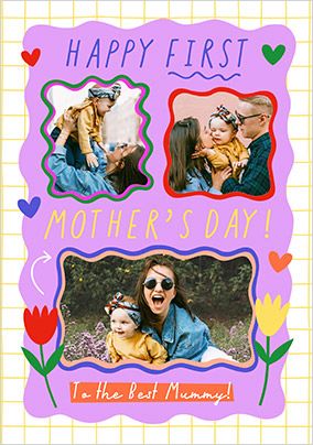 Photo of Graphic Floral 1st Mother's Day 3 Photo Card