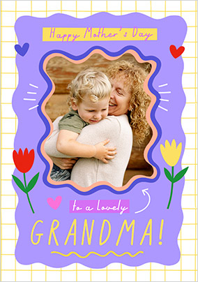 Graphic Floral Lovely Grandma Photo Mother's Day Card