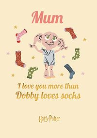 Tap to view Harry Potter Love You More Than Dobby Loves Socks Mother's Day Card
