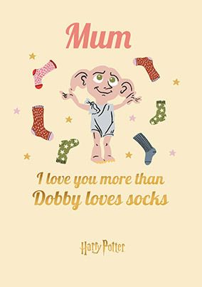 Photo of Harry Potter Love You More Than Dobby Loves Socks Mother's Day Card