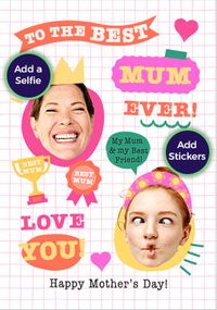 Tap to view Funky Faces Best Mum Ever 2 Photo Mother's Day Card