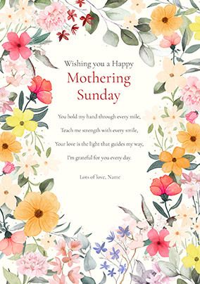 Photo of Mothering Sunday Painterly Floral Verse Mother's Day Card