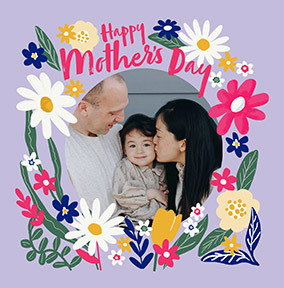Graphic Floral Mother's Day Square Photo Card