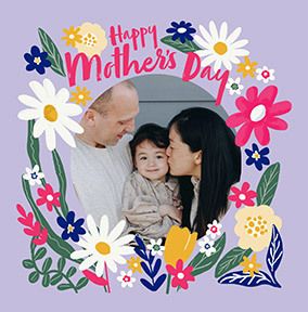 Photo of Graphic Floral Mother's Day Square Photo Card