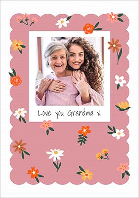 Photo of Grandma Floral Polaroid Photo Mother's Day Card