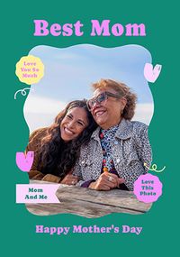 Tap to view Best Mom Teal Border Mother's Day Photo Card