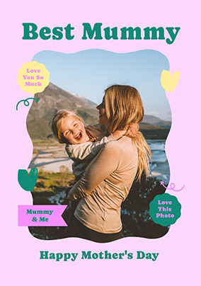 Best Mummy Purple Border Mother's Day Photo Card